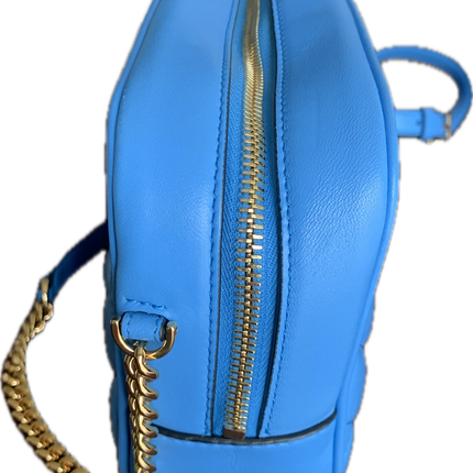 Versace La Medusa Blue Quilted Camera Crossbody Bag
