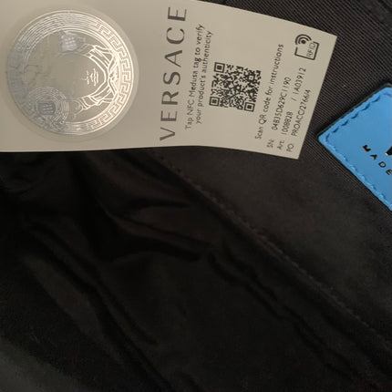 Versace La Medusa Blue Quilted Camera Crossbody Bag