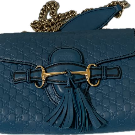 Gucci Mini Microguccissima Emily Chain Crossbody in Teal
