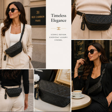 CHANEL Vintage Quilted Caviar Leather Waist Belt Bag (Circa 1994 - 1996)