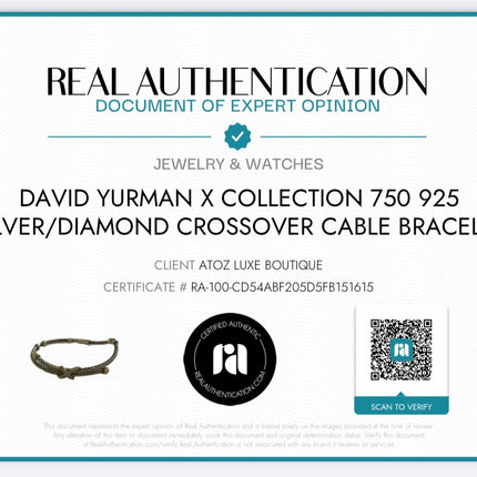 David Yurman X Collection Silver, 18K Gold & Diamond Crossover Cable Bracelet
