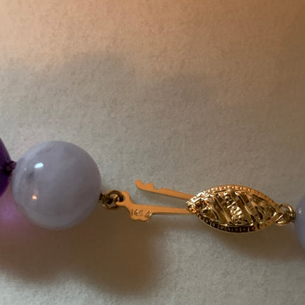 14K Gold Stamped Blue Lace Agate & Amethyst 24" Necklace