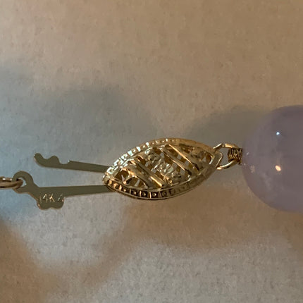 14K Gold Stamped Blue Lace Agate & Amethyst 24" Necklace