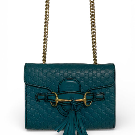 Gucci Mini Microguccissima Emily Chain Crossbody in Teal