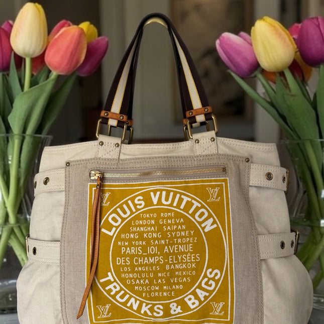 Louis Vuitton Limited Edition Yellow Globe Shopper GM Canvas Tote