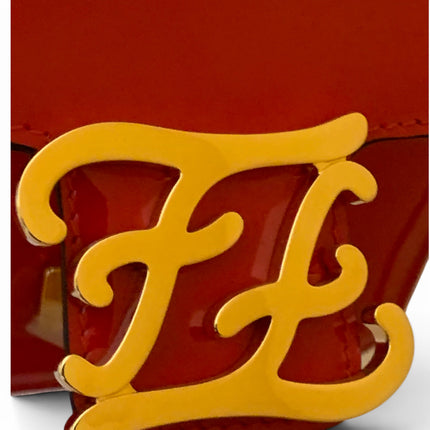 Fendi Karligraphy Red Patent Leather Crossbody Bag