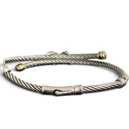 David Yurman X Collection Silver, 18K Gold & Diamond Crossover Cable Bracelet