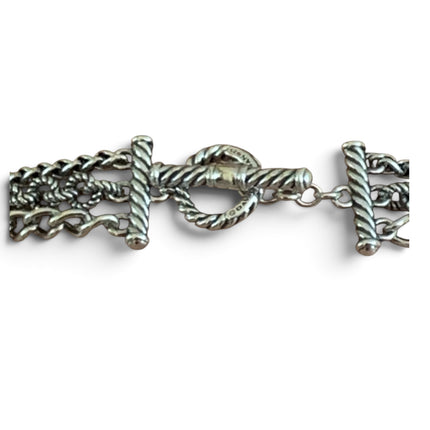 David Yurman 925 Sterling Silver Triple Strand Multi-Link Chain Necklace
