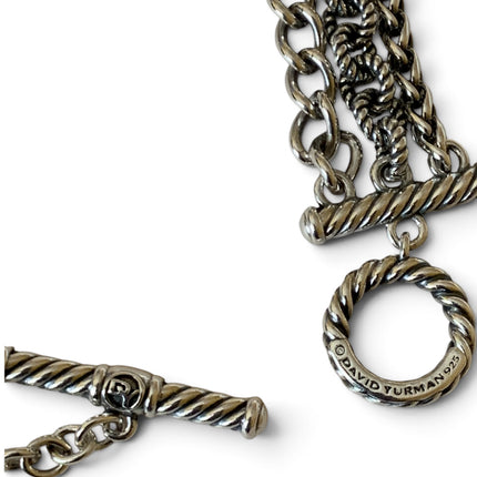David Yurman 925 Sterling Silver Triple Strand Multi-Link Chain Necklace