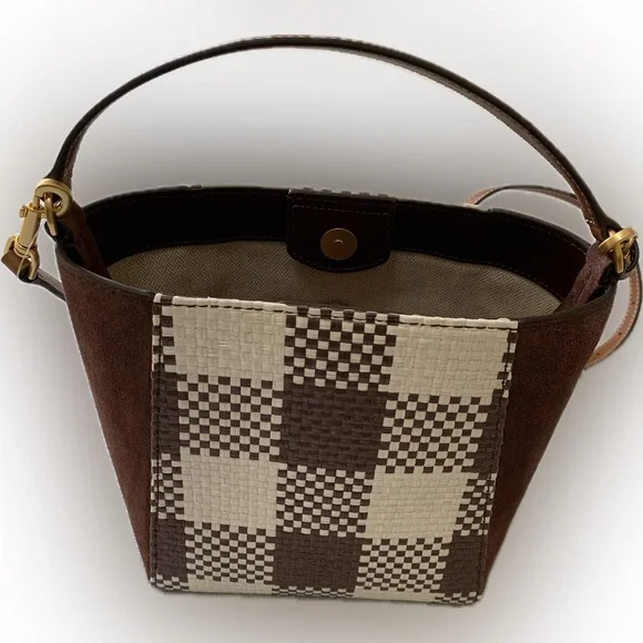 Tory Burch McGraw Woven Straw Small Bucket Bag