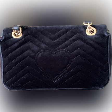 Gucci GG Marmont Crystal Embellished Matelassé Velvet Bag