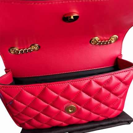 Versace Quilted Leather La Medusa Crossbody Red Shoulder Bag