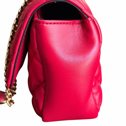 Versace Quilted Leather La Medusa Crossbody Red Shoulder Bag